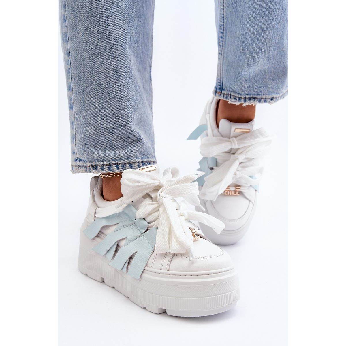 Sneakersy S Hrúbkou Podrážky Na Modrej Platforme Zazoo 2F-7033 - Modrá