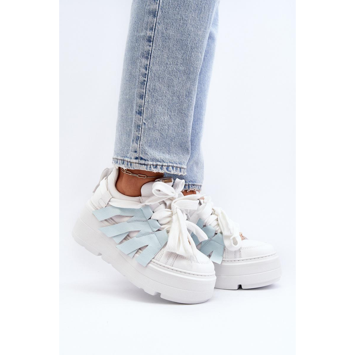 Sneakersy S Hrúbkou Podrážky Na Modrej Platforme Zazoo 2F-7033 - Modrá