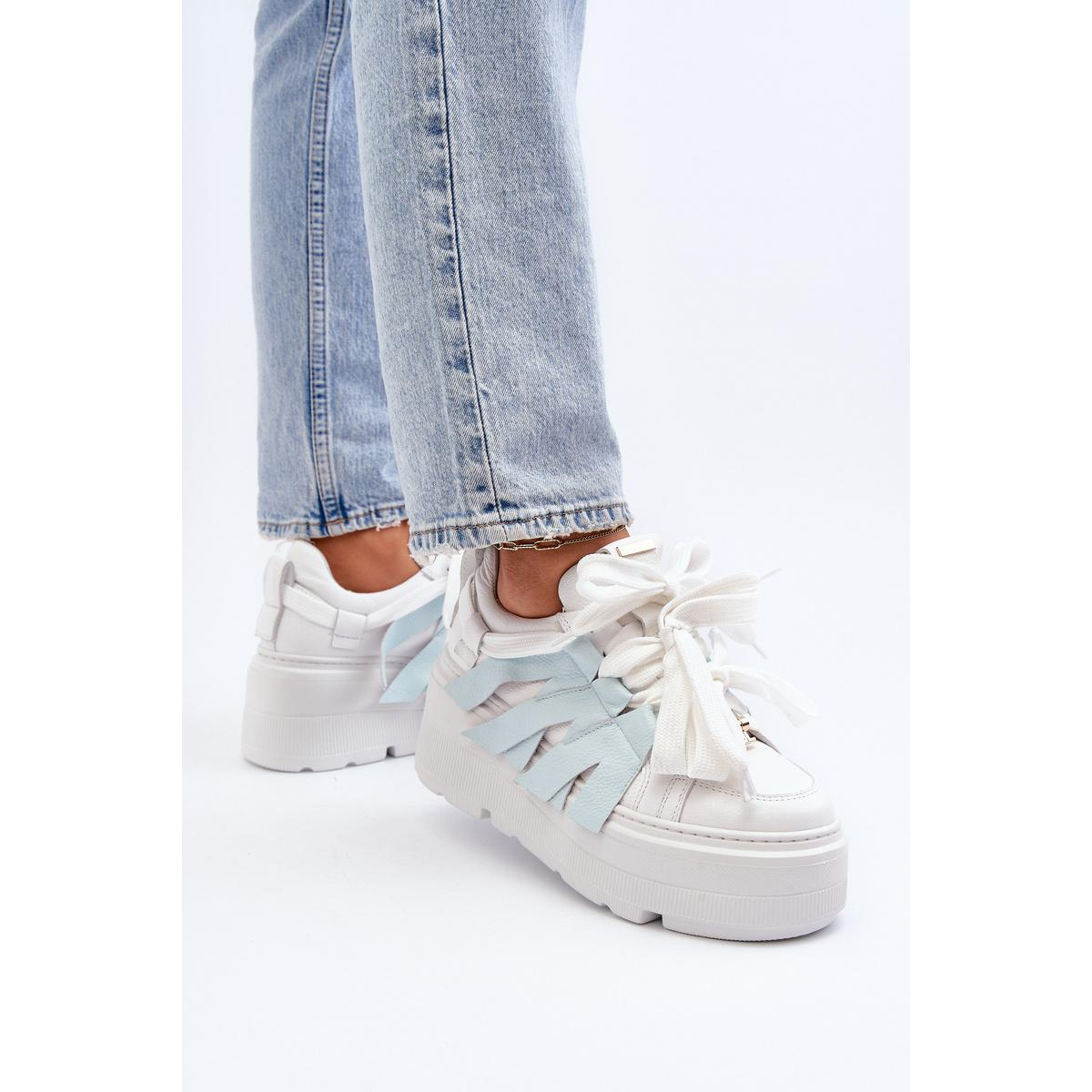 Sneakersy S Hrúbkou Podrážky Na Modrej Platforme Zazoo 2F-7033 - Modrá