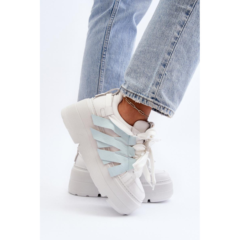 Sneakersy S Hrúbkou Podrážky Na Modrej Platforme Zazoo 2F-7033 - Modrá