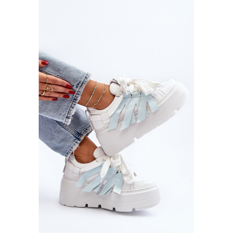 Sneakersy S Hrúbkou Podrážky Na Modrej Platforme Zazoo 2F-7033 - Modrá