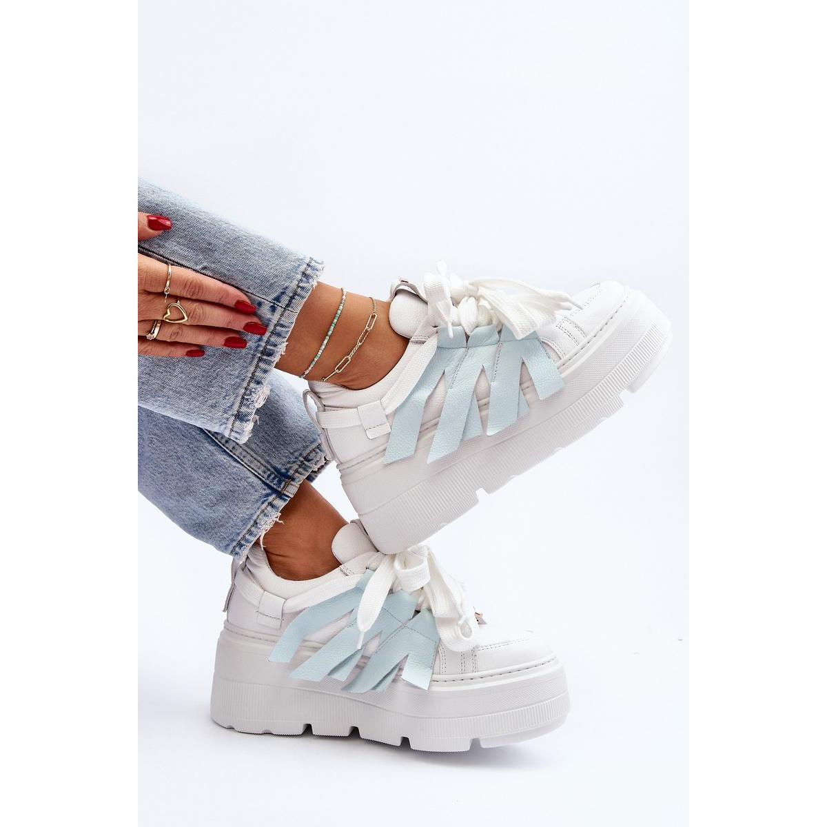 Sneakersy S Hrúbkou Podrážky Na Modrej Platforme Zazoo 2F-7033 - Modrá