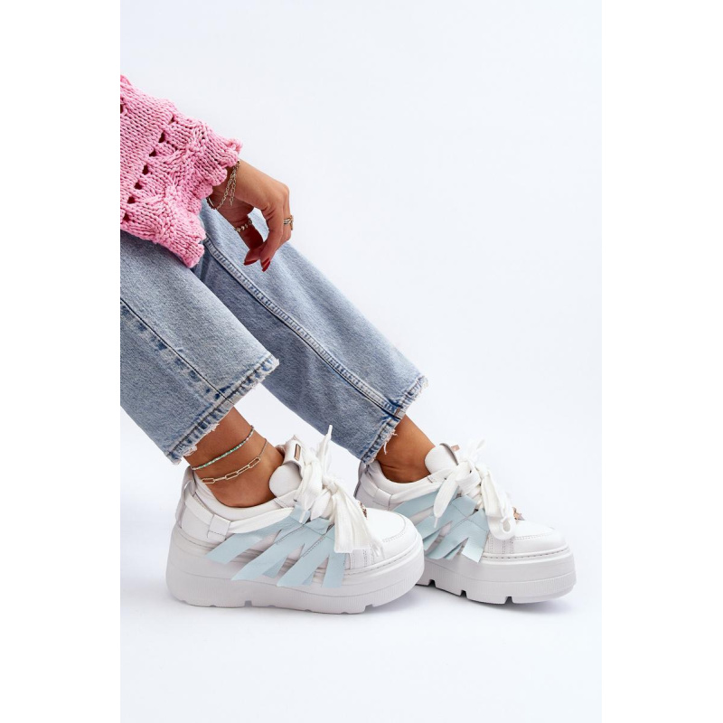 Sneakersy S Hrúbkou Podrážky Na Modrej Platforme Zazoo 2F-7033 - Modrá