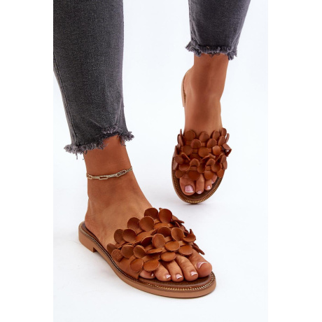 Zazoo 40381 Dámske Kožené Šľapky Na Plochom Podpätku Hnedé - Odtiene hnedej a béžovej