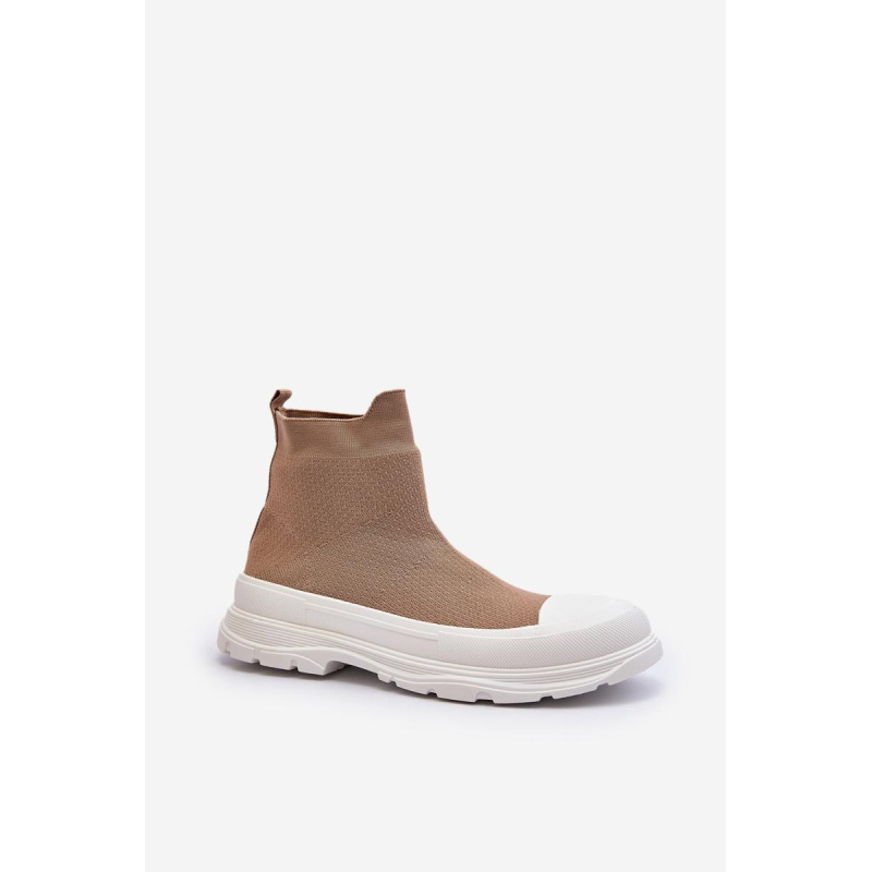 Dámske topánky so slip-on ponožkami hnedé Ilanae