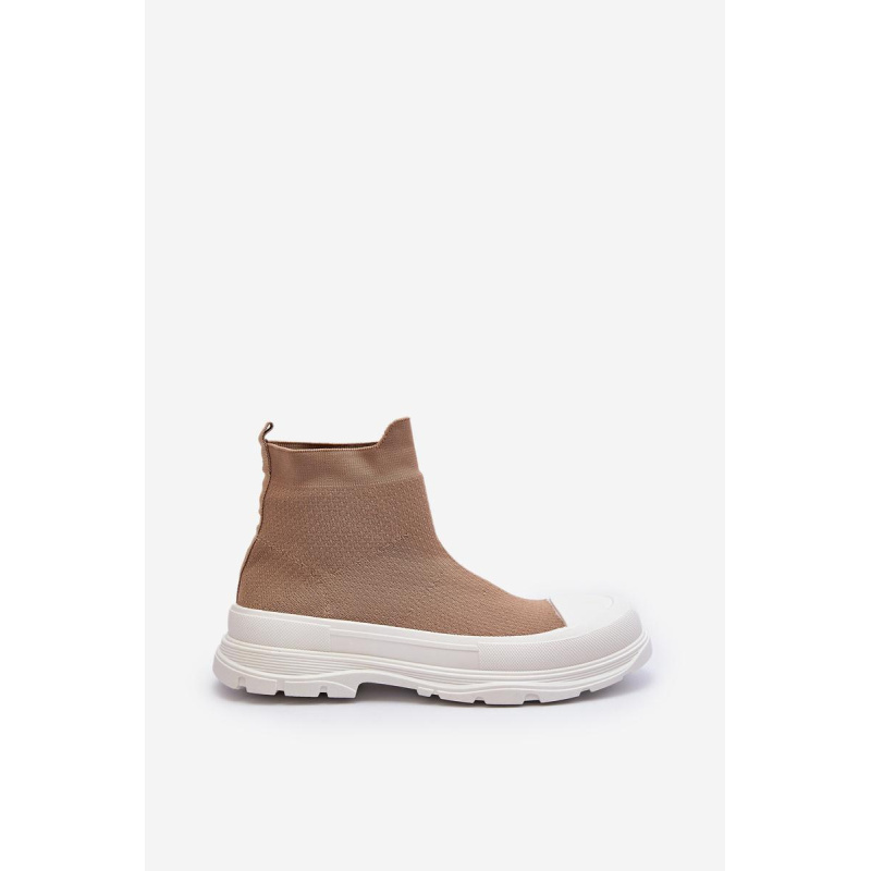 Dámske topánky so slip-on ponožkami hnedé Ilanae