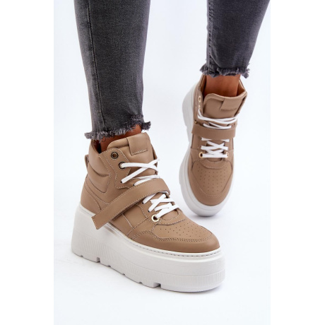 Zazoo 3450 Dámske Kožené Tenisky Beige - Béžová