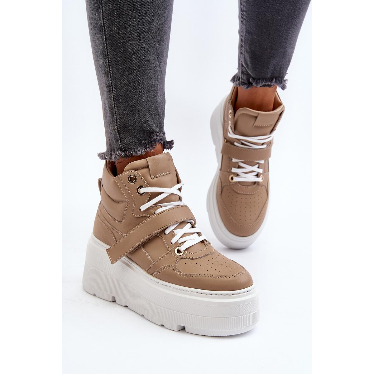 Zazoo 3450 Dámske Kožené Tenisky Beige - Béžová
