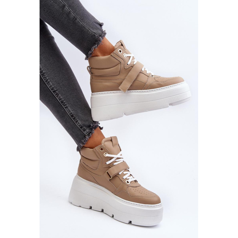 Zazoo 3450 Dámske Kožené Tenisky Beige - Béžová