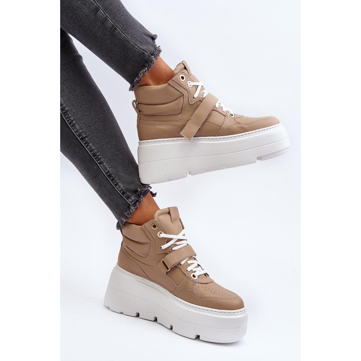 Zazoo 3450 Dámske Kožené Tenisky Beige - Béžová