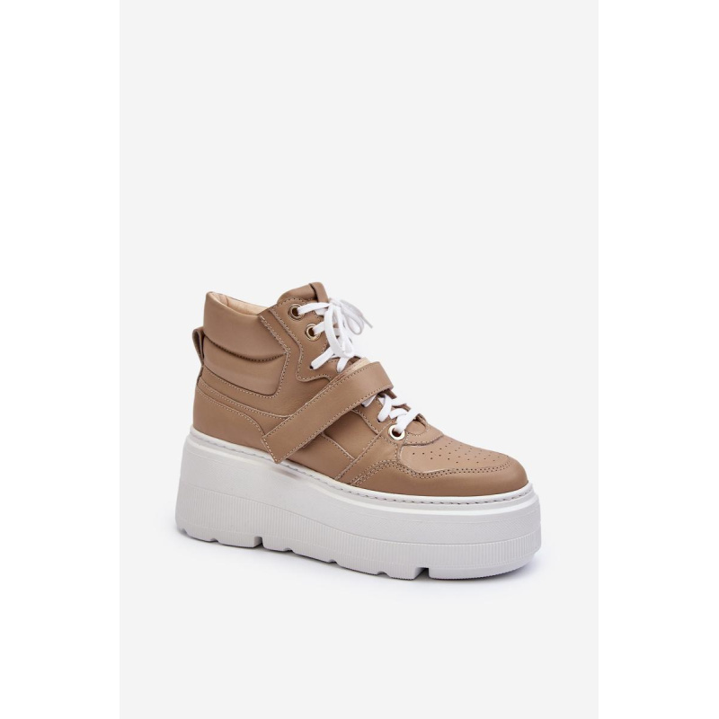 Zazoo 3450 Dámske Kožené Tenisky Beige - Béžová