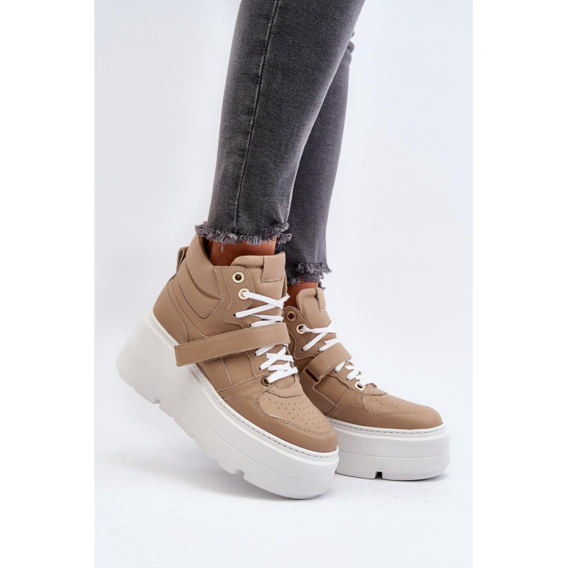 Zazoo 3450 Dámske Kožené Tenisky Beige - Béžová