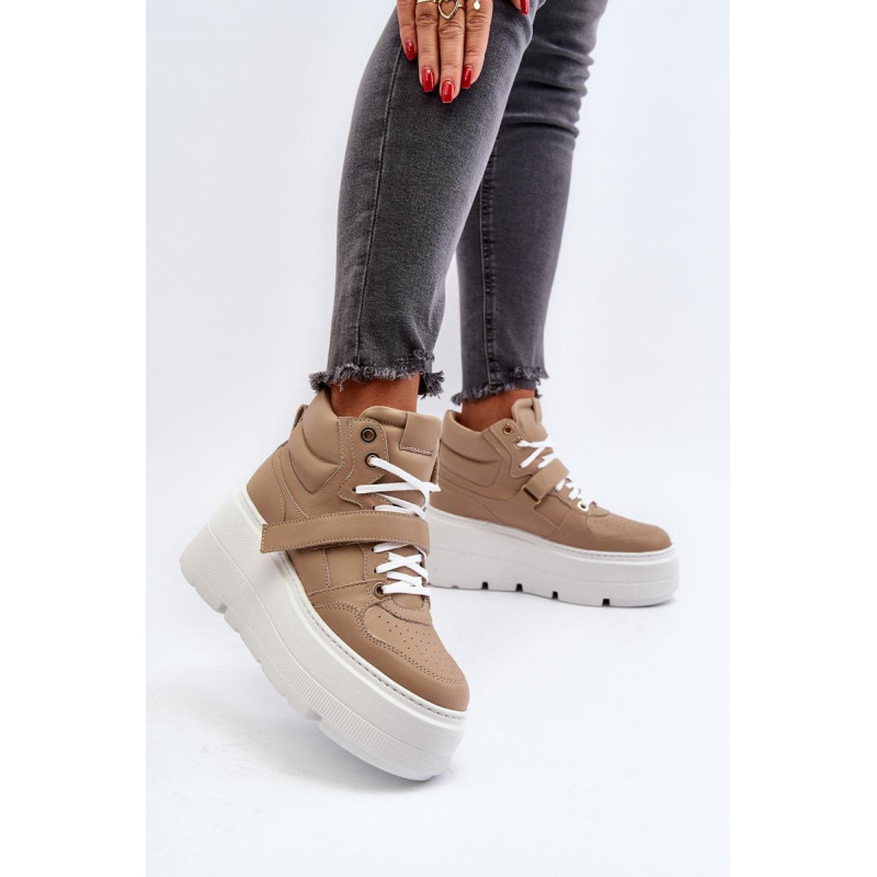 Zazoo 3450 Dámske Kožené Tenisky Beige - Béžová