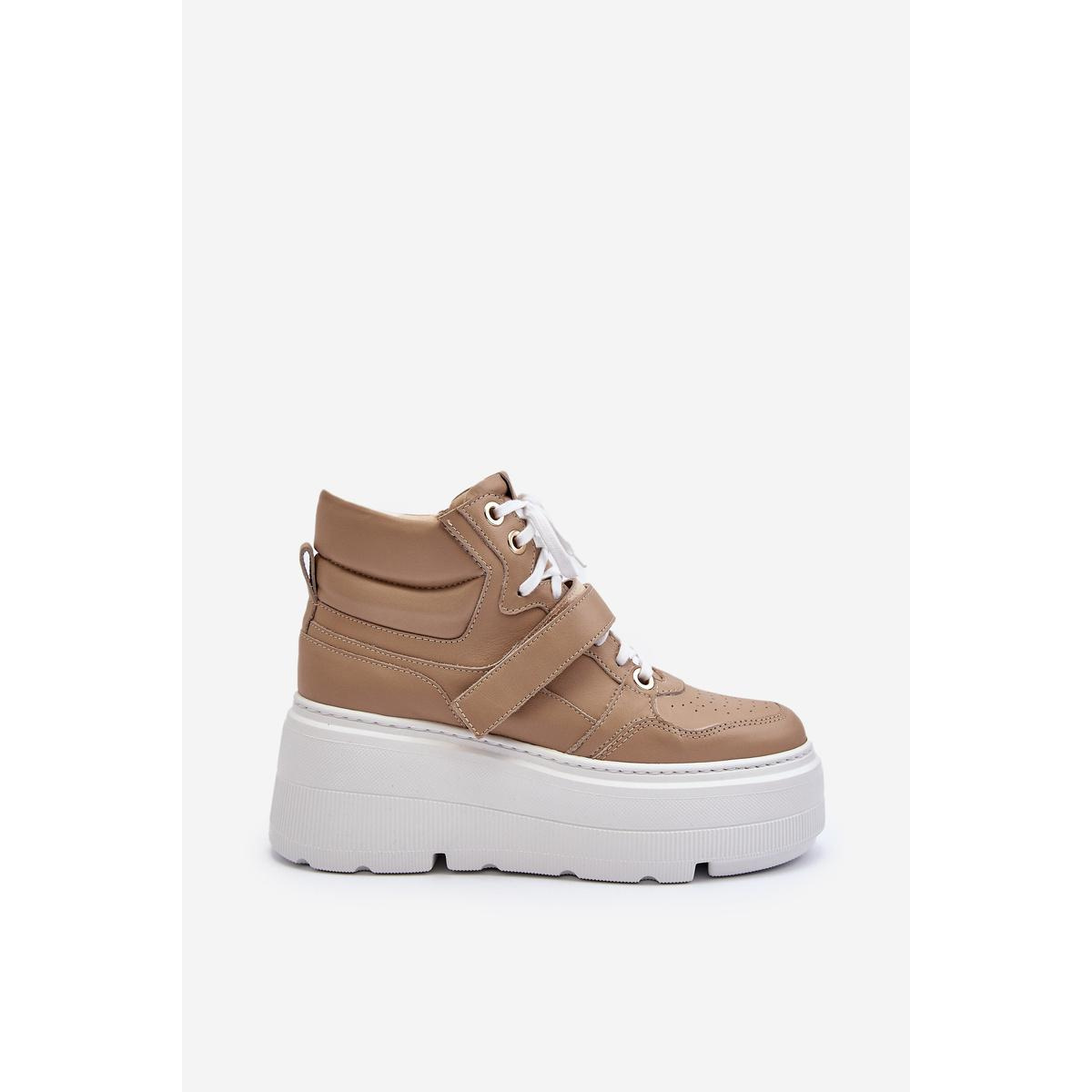 Zazoo 3450 Dámske Kožené Tenisky Beige - Béžová