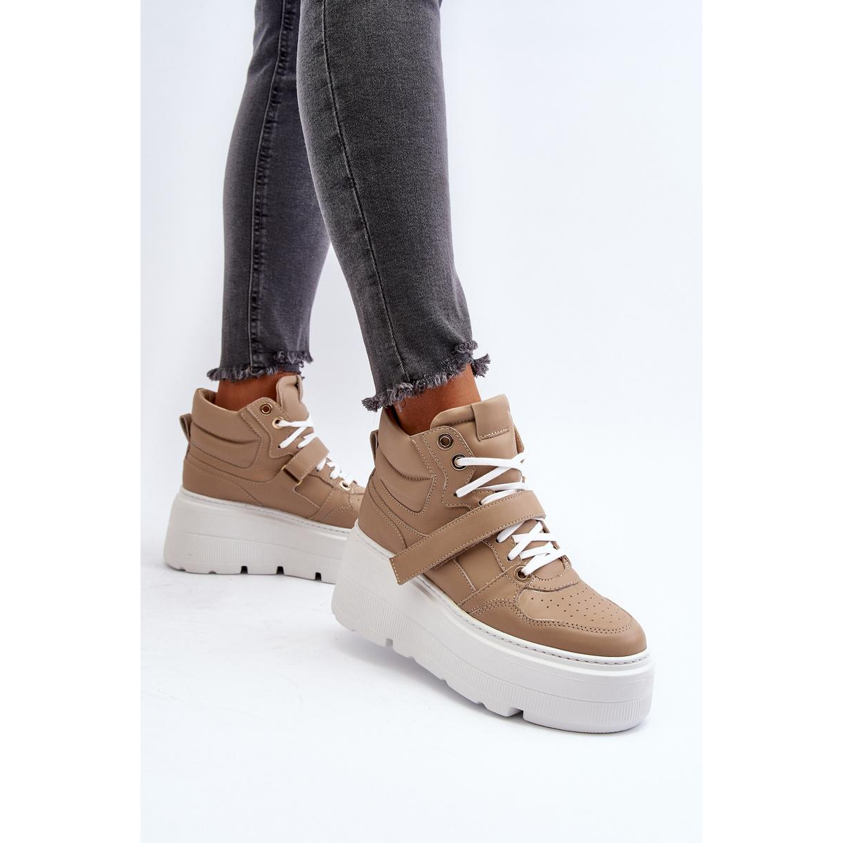 Zazoo 3450 Dámske Kožené Tenisky Beige - Béžová