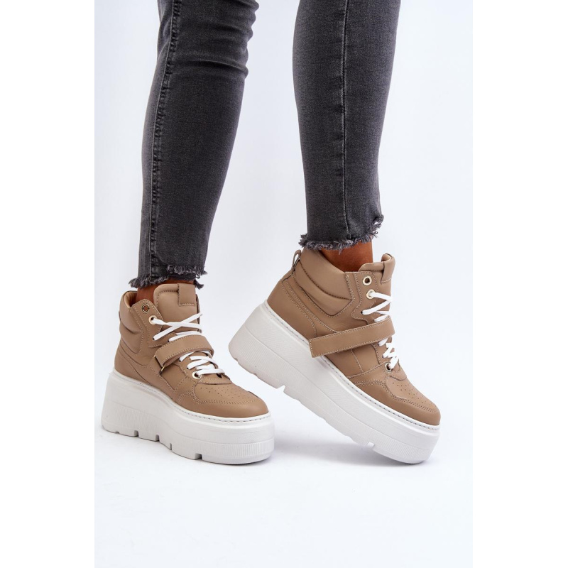 Zazoo 3450 Dámske Kožené Tenisky Beige - Béžová