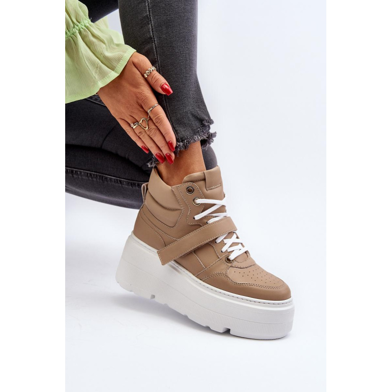 Zazoo 3450 Dámske Kožené Tenisky Beige - Béžová