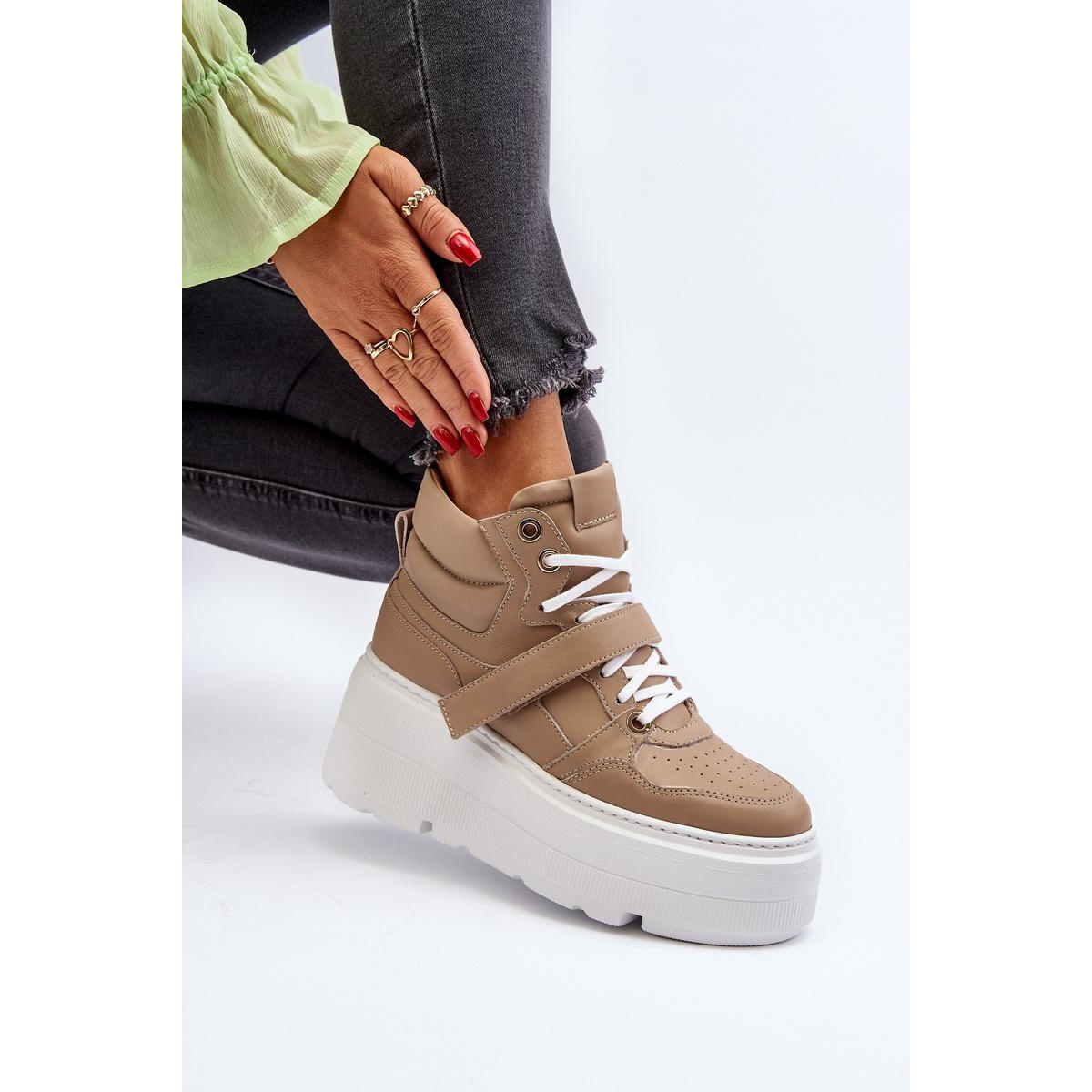 Zazoo 3450 Dámske Kožené Tenisky Beige - Béžová