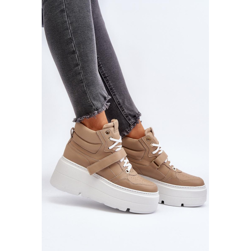 Zazoo 3450 Dámske Kožené Tenisky Beige - Béžová