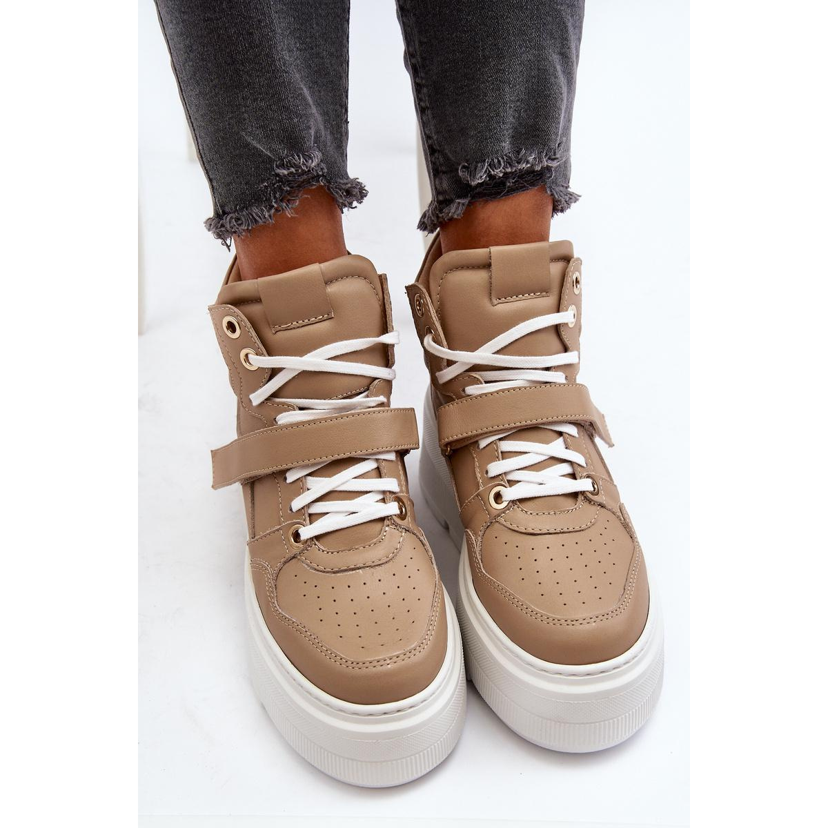 Zazoo 3450 Dámske Kožené Tenisky Beige - Béžová