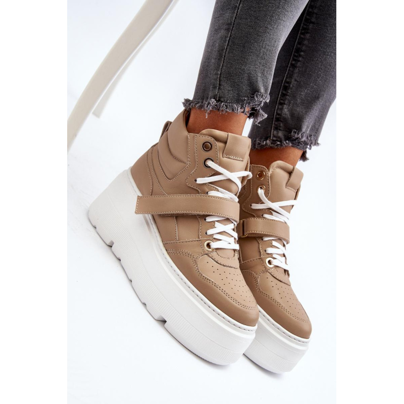 Zazoo 3450 Dámske Kožené Tenisky Beige - Béžová