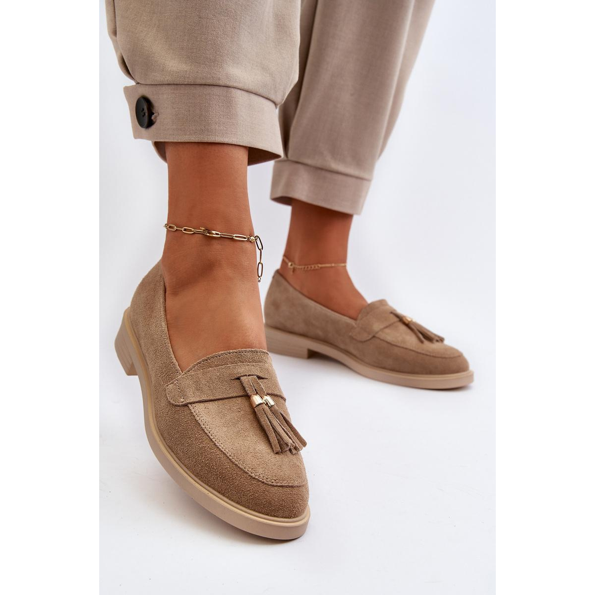 Bežové Dámske Mokasíny Na Plochej Päte Zazoo 3420 - Béžová