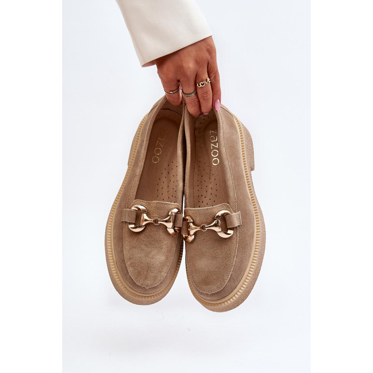 Zazoo 3429 Semišové Dámske Mokasíny S Ozdobou Beige - Béžová