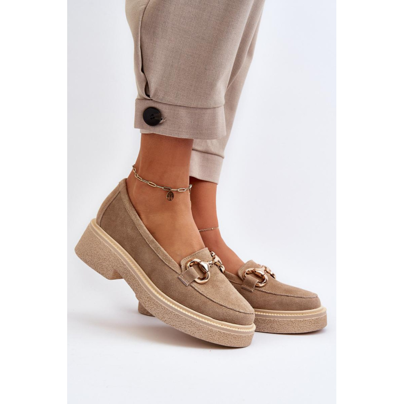 Zazoo 3429 Semišové Dámske Mokasíny S Ozdobou Beige - Béžová