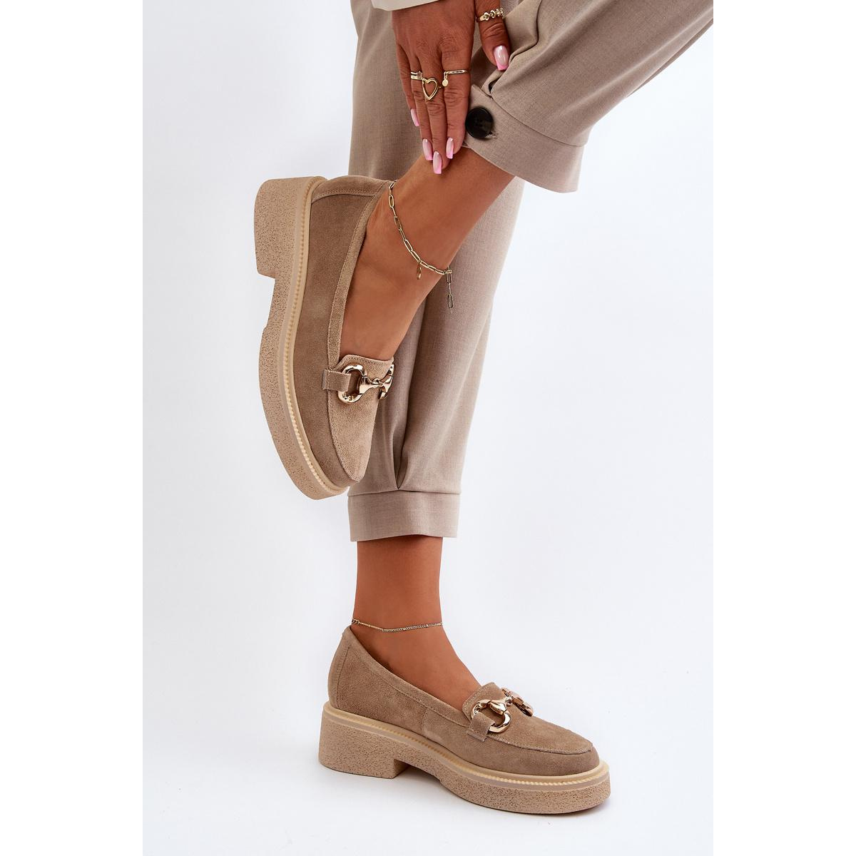 Zazoo 3429 Semišové Dámske Mokasíny S Ozdobou Beige - Béžová