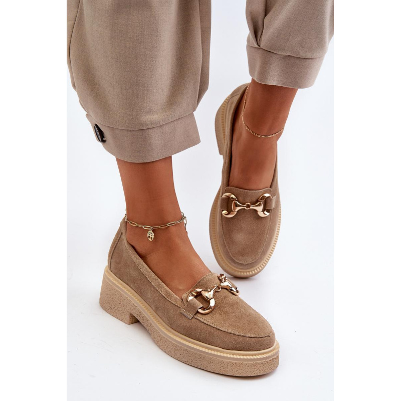 Zazoo 3429 Semišové Dámske Mokasíny S Ozdobou Beige - Béžová