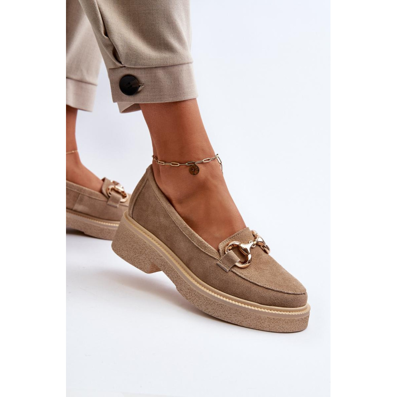 Zazoo 3429 Semišové Dámske Mokasíny S Ozdobou Beige - Béžová