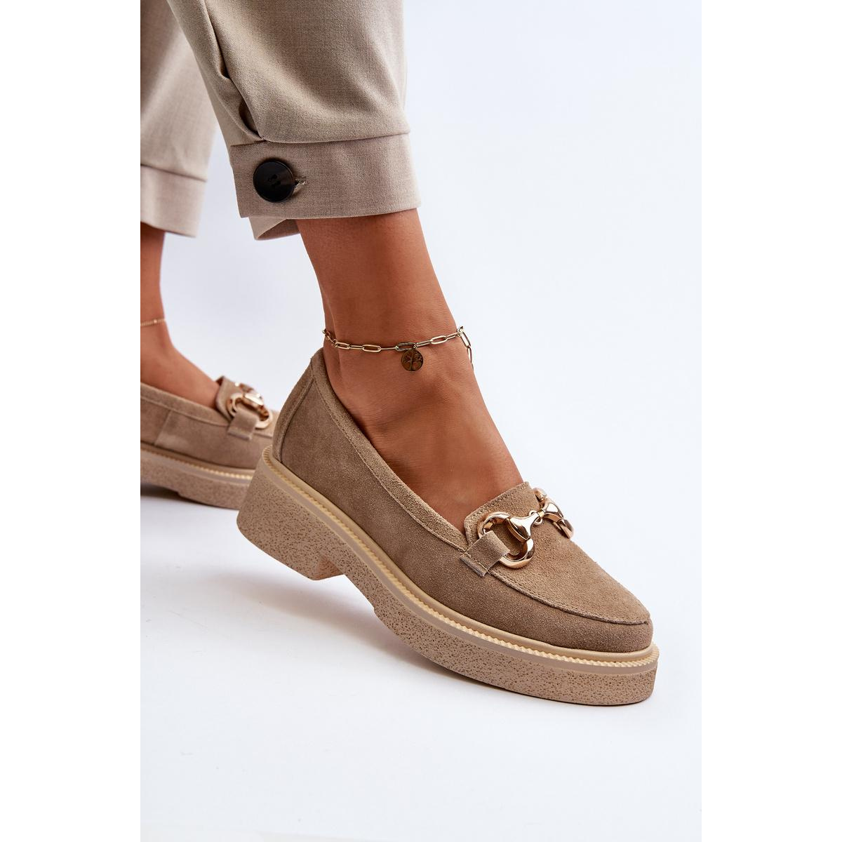 Zazoo 3429 Semišové Dámske Mokasíny S Ozdobou Beige - Béžová