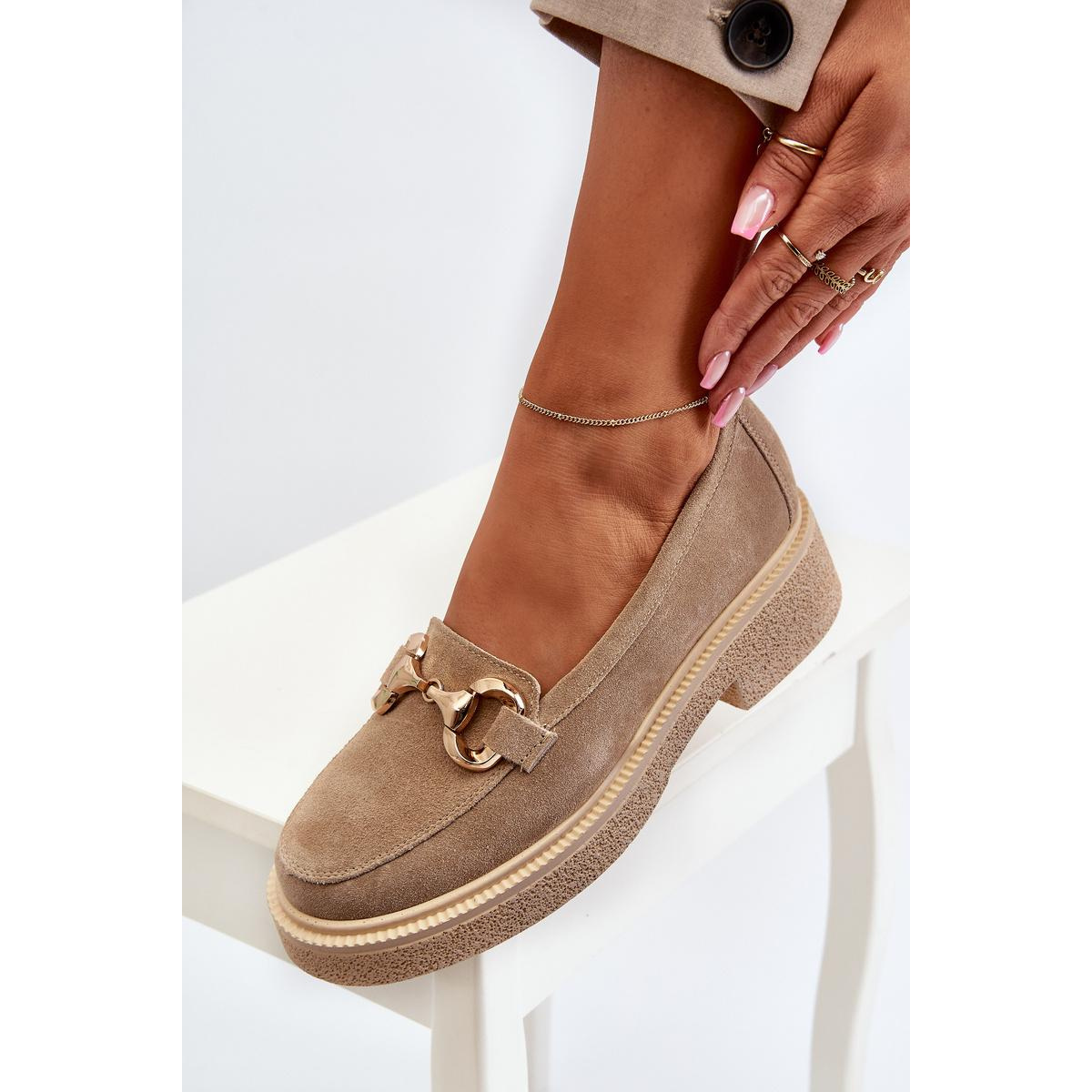 Zazoo 3429 Semišové Dámske Mokasíny S Ozdobou Beige - Béžová