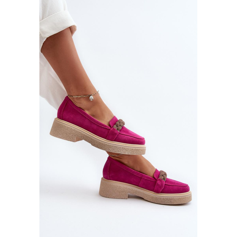 Zazoo 3429/W Dámske semišové mokasíny s ozdobou Fuksia - Odtiene ružovej