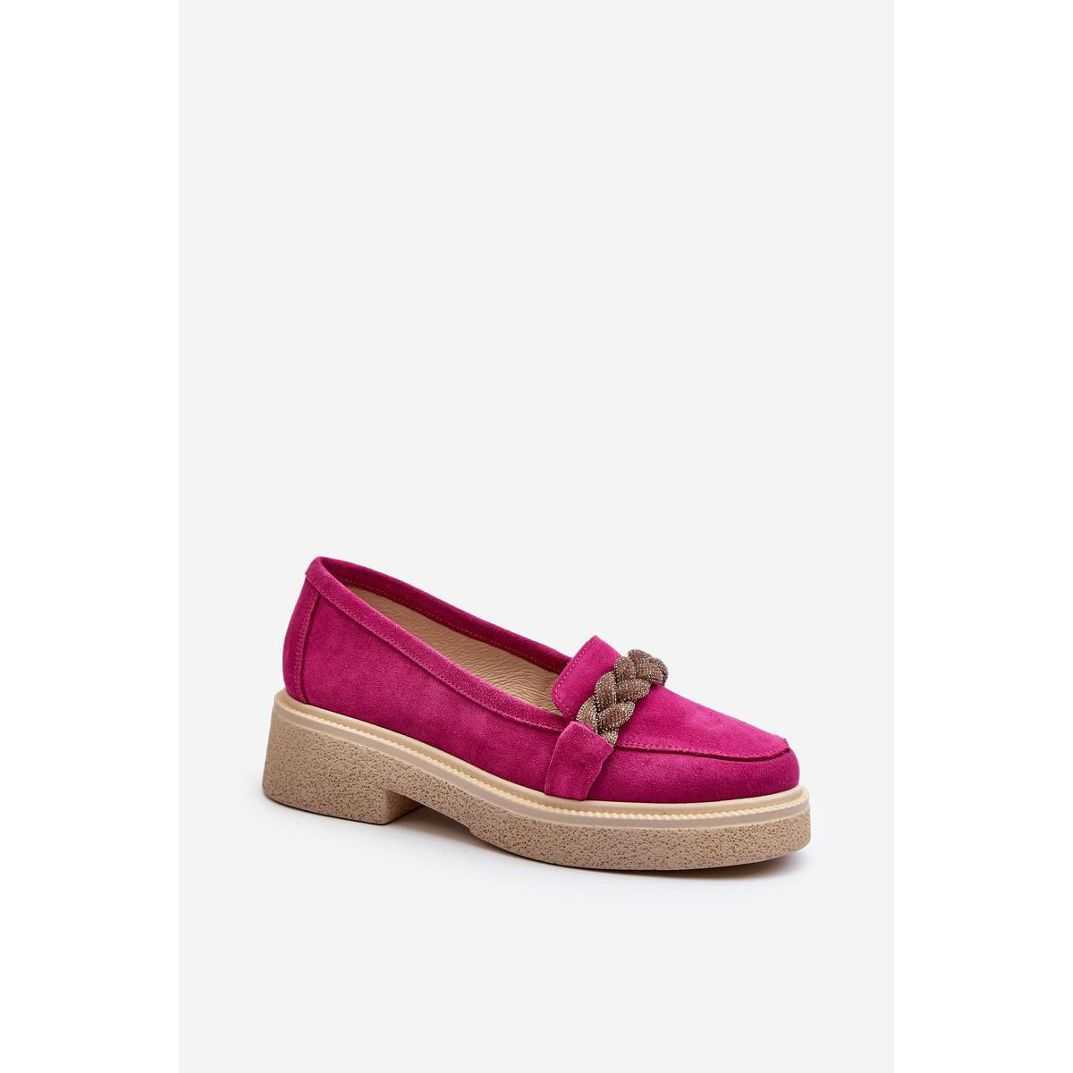 Zazoo 3429/W Dámske semišové mokasíny s ozdobou Fuksia - Odtiene ružovej