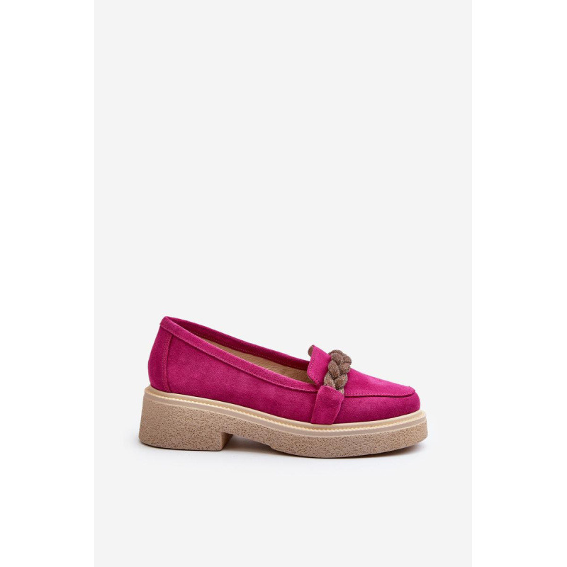 Zazoo 3429/W Dámske semišové mokasíny s ozdobou Fuksia - Odtiene ružovej