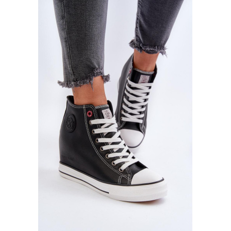 Dámske tenisky na klinu Cross Jeans NN2R4005 Čierne - Čierna