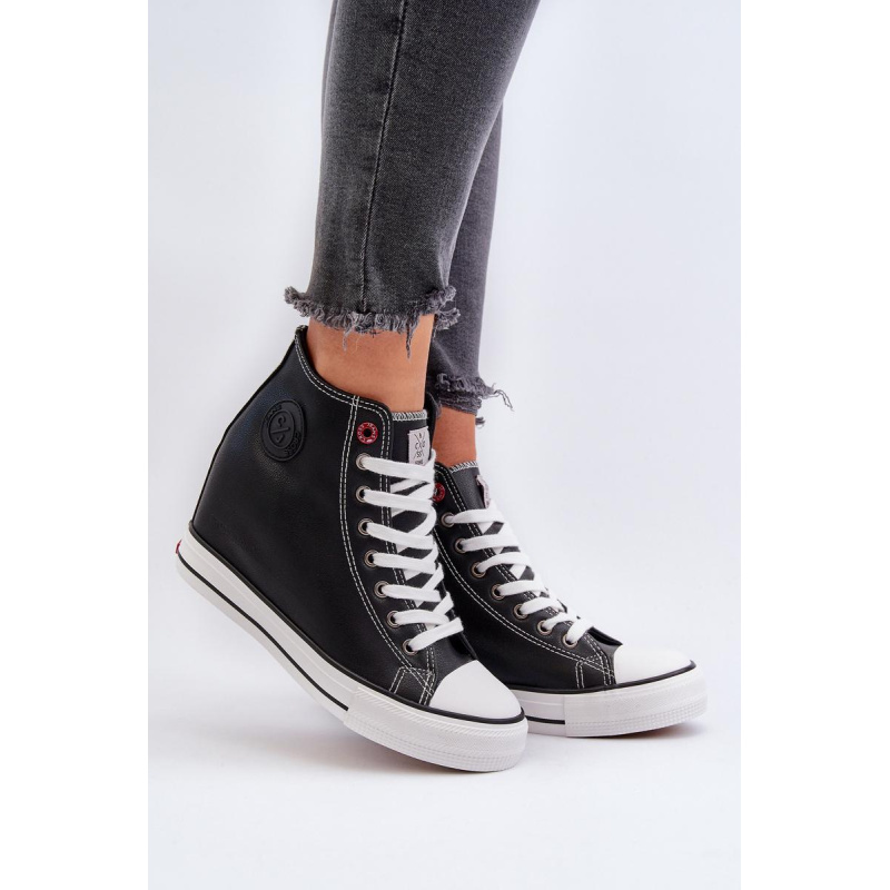 Dámske tenisky na klinu Cross Jeans NN2R4005 Čierne - Čierna