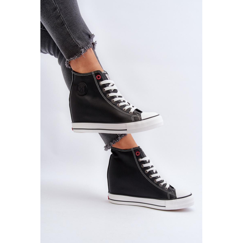 Dámske tenisky na klinu Cross Jeans NN2R4005 Čierne - Čierna