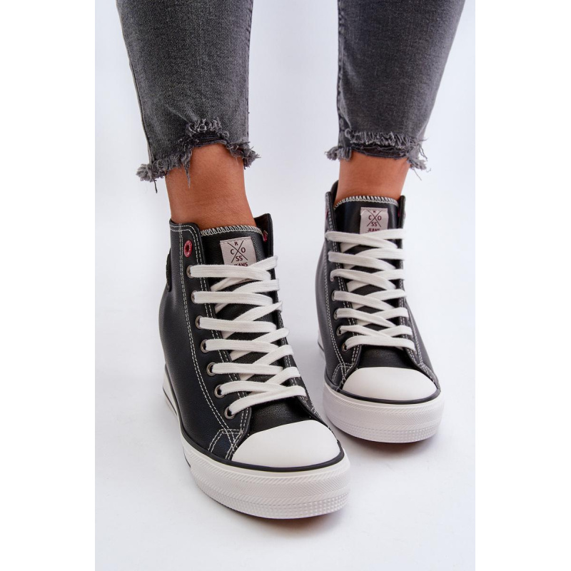 Dámske tenisky na klinu Cross Jeans NN2R4005 Čierne - Čierna
