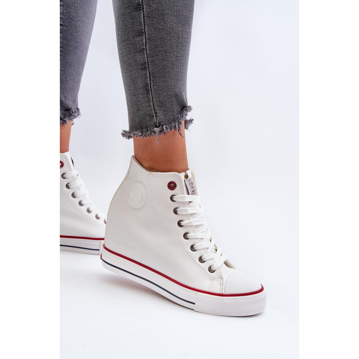 Dámske tenisky na podpätku Cross Jeans NN2R4004 Biele - Biela