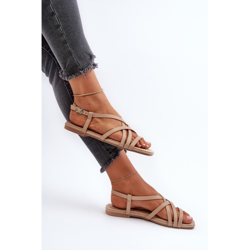 Ploché dámske sandále Big Star NN274012 Beige - Béžová