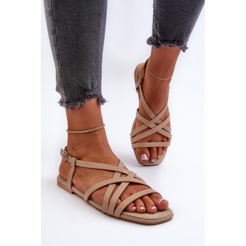 Ploché dámske sandále Big Star NN274012 Beige - Béžová