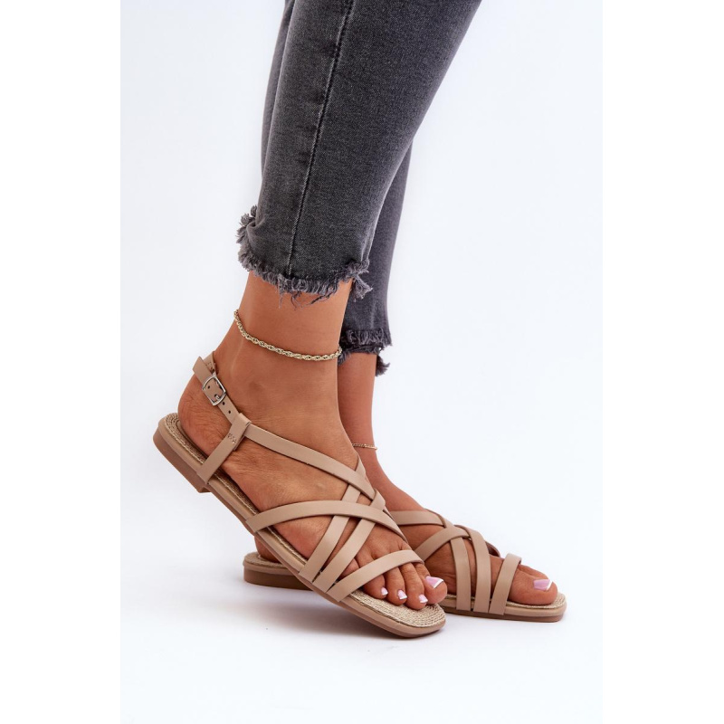 Ploché dámske sandále Big Star NN274012 Beige - Béžová