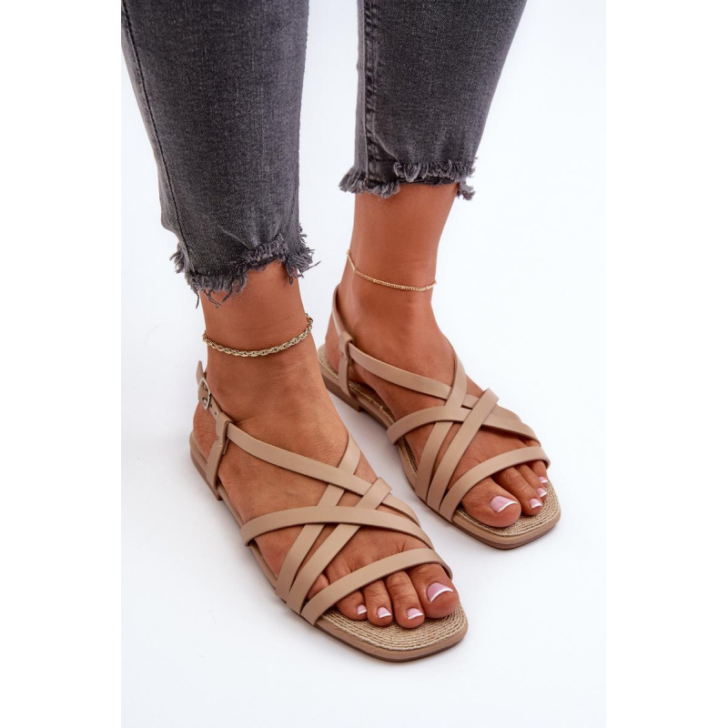 Ploché dámske sandále Big Star NN274012 Beige - Béžová