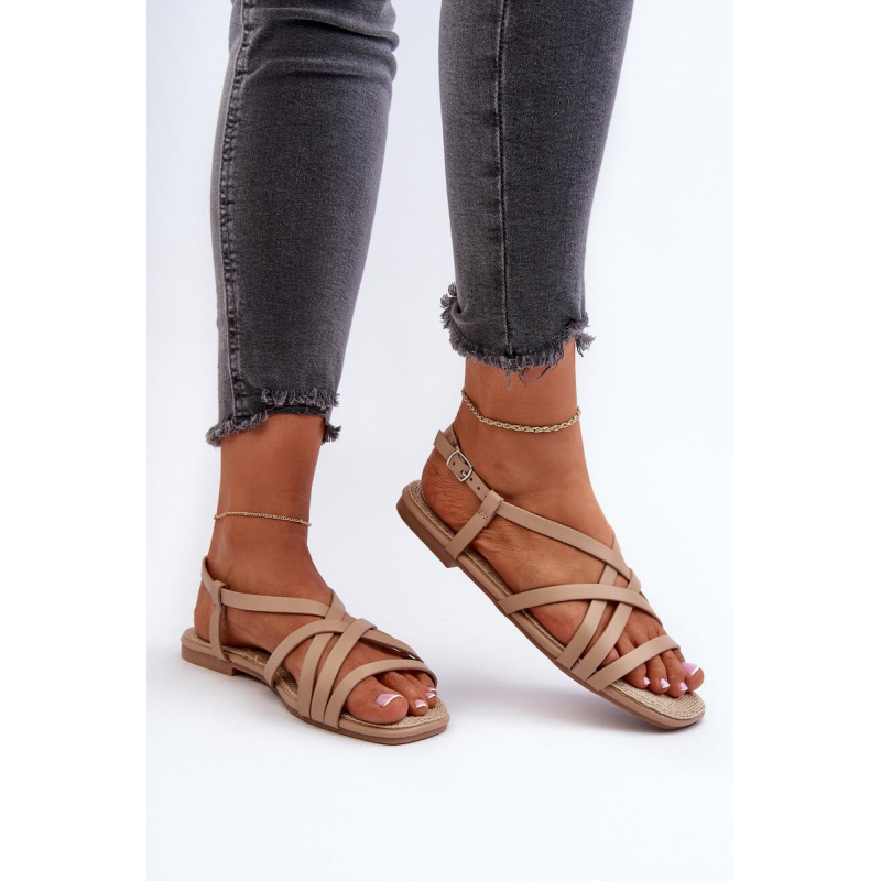 Ploché dámske sandále Big Star NN274012 Beige - Béžová