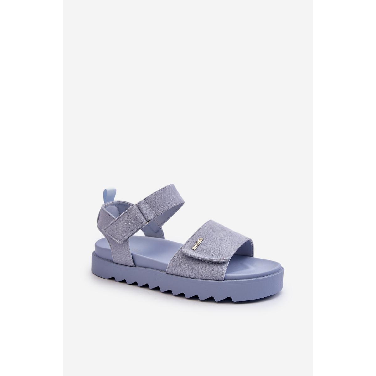 [Dámske Zamatové Sandále na Platforme Big Star NN274706 Modré] - Modrá