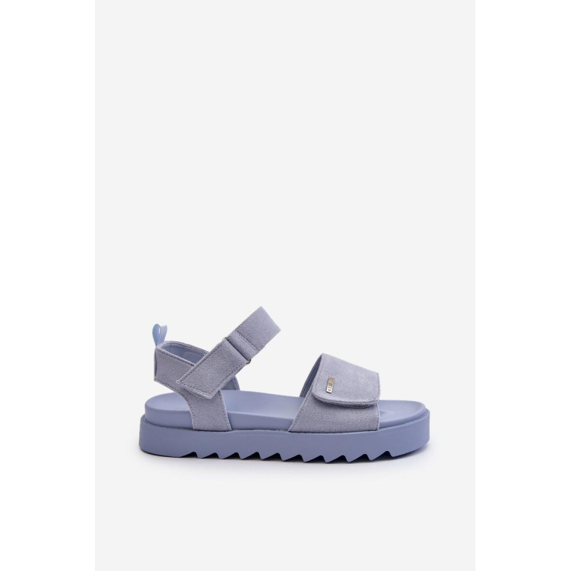 [Dámske Zamatové Sandále na Platforme Big Star NN274706 Modré] - Modrá