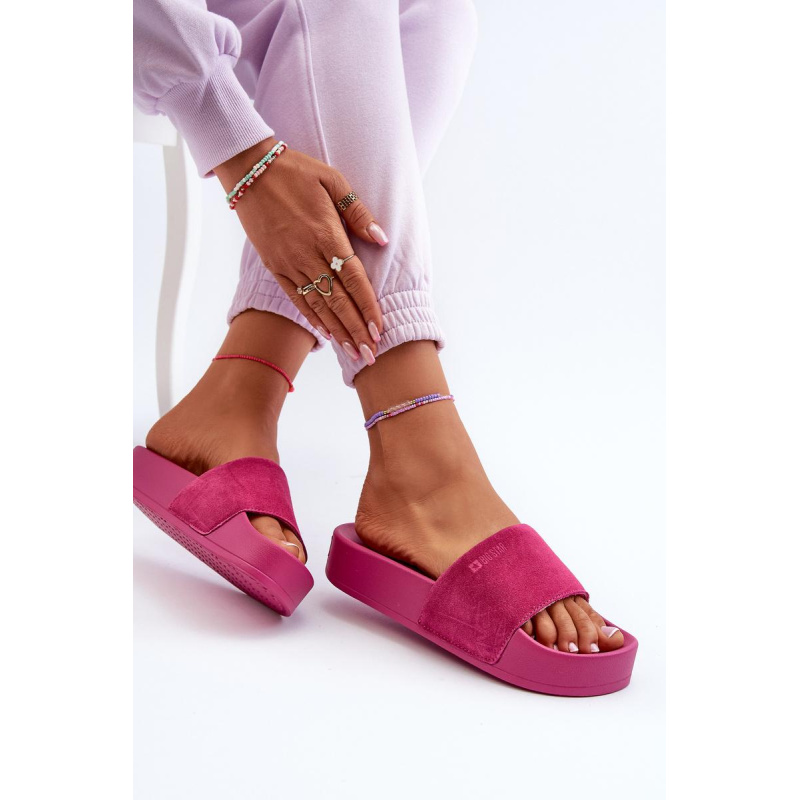 Dámske strapce na platforme z semišu Big Star NN274A672 fuchsia - Odtiene ružovej