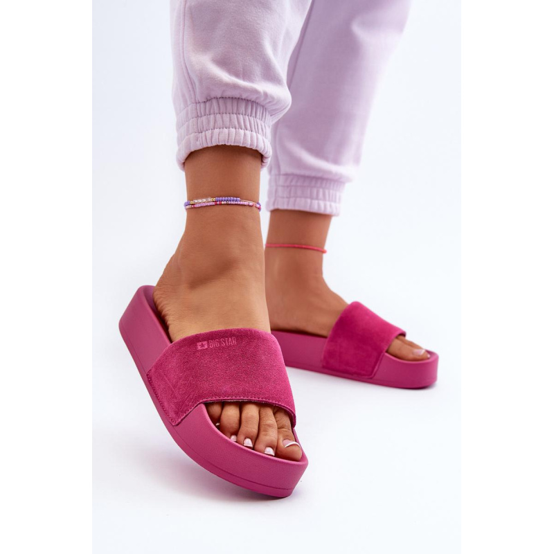 Dámske strapce na platforme z semišu Big Star NN274A672 fuchsia - Odtiene ružovej